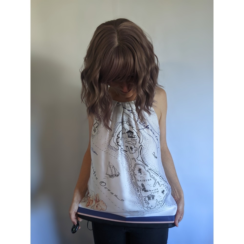 Pacific Ocean travel print. Halter top. WHBM sz M